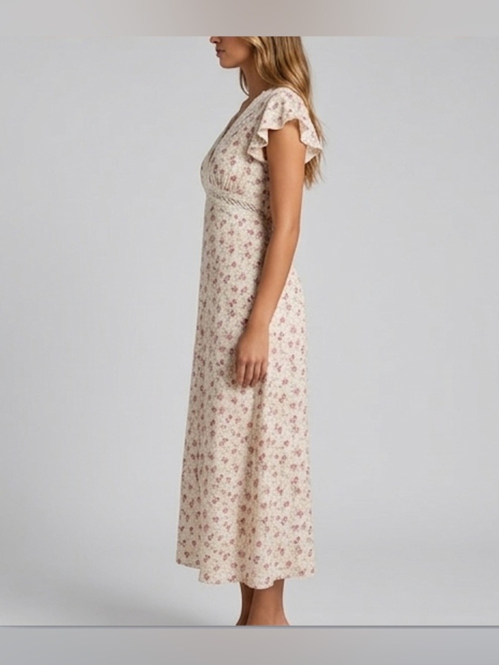 Vintage-Inspired Floral Lace-Trim Maxi Dress - Picture 4 of 10